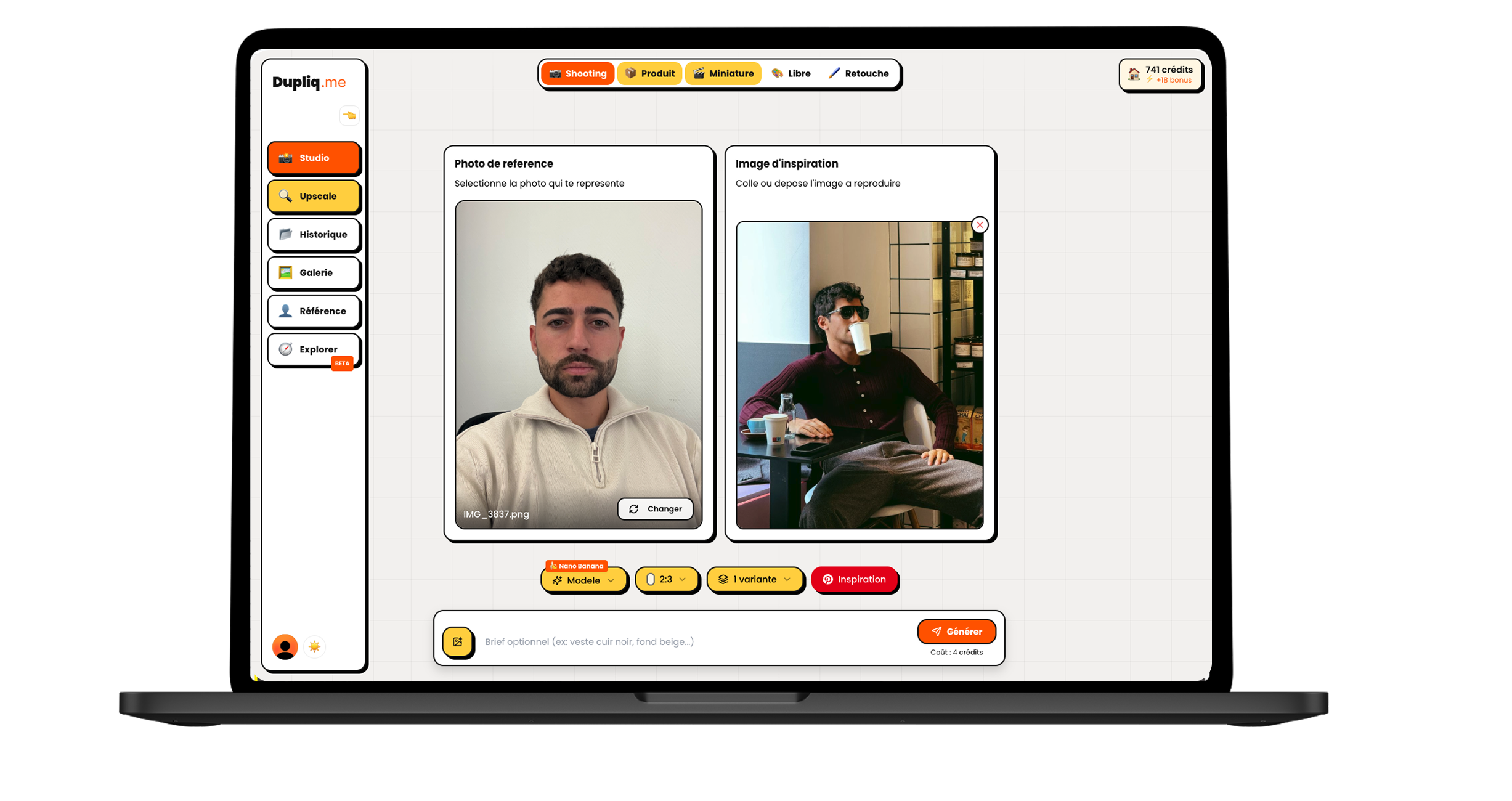 Dupliq.me - Interface